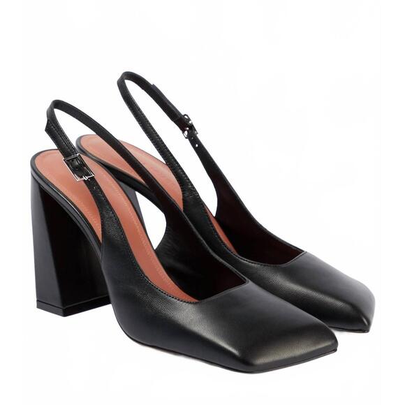 NEW AMINA MUADDI women\'s charlotte slingback heel in black